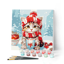 Carica l'immagine nel visualizzatore di Gallery, Mini Kit da Dipingere con i Numeri con cornice Micetto a Natale
