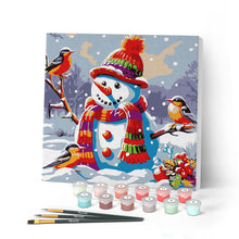 Carica l'immagine nel visualizzatore di Gallery, Mini Kit da Dipingere con i Numeri con cornice Pupazzo di Neve al Parco