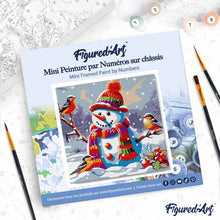 Carica l'immagine nel visualizzatore di Gallery, Mini Kit da Dipingere con i Numeri 20x20cm con cornice Pupazzo di Neve al Parco