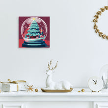Carica l'immagine nel visualizzatore di Gallery, Mini Kit da Dipingere con i Numeri 20x20cm con cornice Albero di Natale nella Palla di Neve