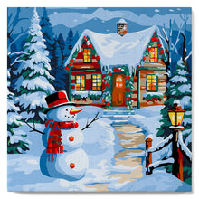 Carica l'immagine nel visualizzatore di Gallery, Mini Kit da Dipingere con i Numeri 20x20cm con cornice Vacanze di Natale