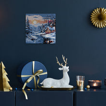 Carica l'immagine nel visualizzatore di Gallery, Mini Kit da Dipingere con i Numeri 20x20cm con cornice Incantevole Rifugio Invernale