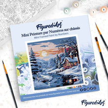 Carica l'immagine nel visualizzatore di Gallery, Mini Kit da Dipingere con i Numeri 20x20cm con cornice Incantevole Rifugio Invernale