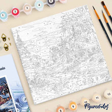 Carica l'immagine nel visualizzatore di Gallery, Mini Kit da Dipingere con i Numeri 20x20cm con cornice Incantevole Rifugio Invernale