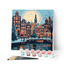 Carica l'immagine nel visualizzatore di Gallery, Mini Kit da Dipingere con i Numeri con cornice Natale ad Amsterdam