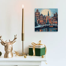 Carica l'immagine nel visualizzatore di Gallery, Mini Kit da Dipingere con i Numeri 20x20cm con cornice Natale ad Amsterdam