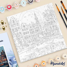 Carica l'immagine nel visualizzatore di Gallery, Mini Kit da Dipingere con i Numeri 20x20cm con cornice Natale ad Amsterdam