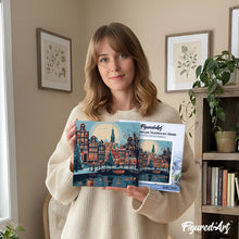 Carica l'immagine nel visualizzatore di Gallery, Mini Kit da Dipingere con i Numeri 20x20cm con cornice Natale ad Amsterdam