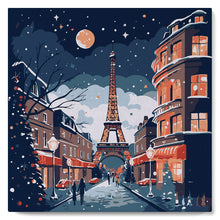 Carica l'immagine nel visualizzatore di Gallery, Mini Kit da Dipingere con i Numeri 20x20cm con cornice Natale a Parigi