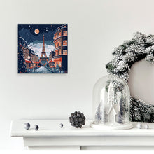 Carica l'immagine nel visualizzatore di Gallery, Mini Kit da Dipingere con i Numeri 20x20cm con cornice Natale a Parigi