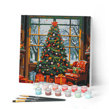 Carica l'immagine nel visualizzatore di Gallery, Mini Kit da Dipingere con i Numeri con cornice Albero di Natale in Salotto