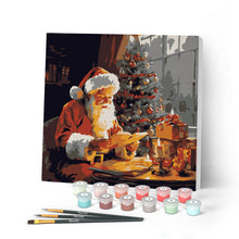 Carica l'immagine nel visualizzatore di Gallery, Mini Kit da Dipingere con i Numeri con cornice - Babbo Natale che legge