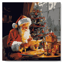 Carica l'immagine nel visualizzatore di Gallery, Mini Kit da Dipingere con i Numeri 20x20cm con cornice - Babbo Natale che legge
