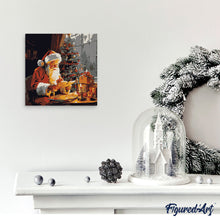 Carica l&#39;immagine nel visualizzatore di Gallery, Mini Kit da Dipingere con i Numeri 20x20cm con cornice - Babbo Natale che legge