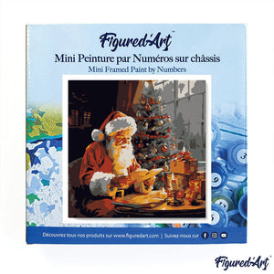 Mini Kit da Dipingere con i Numeri 20x20cm con cornice - Babbo Natale che legge