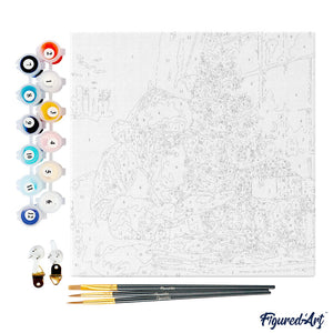 Mini Kit da Dipingere con i Numeri 20x20cm con cornice - Babbo Natale che legge