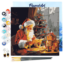 Carica l&#39;immagine nel visualizzatore di Gallery, Mini Kit da Dipingere con i Numeri 20x20cm con cornice - Babbo Natale che legge