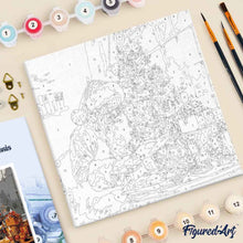 Carica l'immagine nel visualizzatore di Gallery, Mini Kit da Dipingere con i Numeri 20x20cm con cornice - Babbo Natale che legge