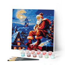 Carica l'immagine nel visualizzatore di Gallery, Mini Kit da Dipingere con i Numeri con cornice Babbo Natale sul tetto