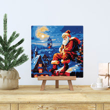 Carica l'immagine nel visualizzatore di Gallery, Mini Kit da Dipingere con i Numeri 20x20cm con cornice Babbo Natale sul tetto