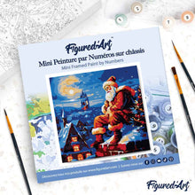 Carica l'immagine nel visualizzatore di Gallery, Mini Kit da Dipingere con i Numeri 20x20cm con cornice Babbo Natale sul tetto