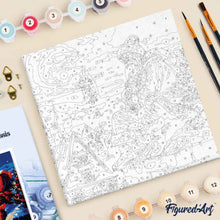 Carica l'immagine nel visualizzatore di Gallery, Mini Kit da Dipingere con i Numeri 20x20cm con cornice Babbo Natale sul tetto