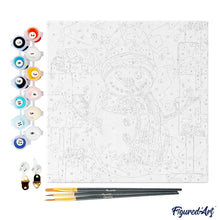 Carica l&#39;immagine nel visualizzatore di Gallery, Mini Kit da Dipingere con i Numeri 20x20cm con cornice - Pupazzo di neve e regali astratto