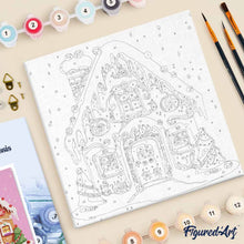Carica l'immagine nel visualizzatore di Gallery, Mini Kit da Dipingere con i Numeri 20x20cm con cornice Casa di Pan di Zenzero