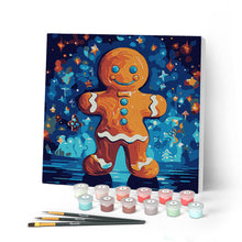 Carica l'immagine nel visualizzatore di Gallery, Mini Kit da Dipingere con i Numeri con cornice - Omino di pan di zenzero