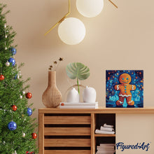 Carica l&#39;immagine nel visualizzatore di Gallery, Mini Kit da Dipingere con i Numeri 20x20cm con cornice - Omino di pan di zenzero