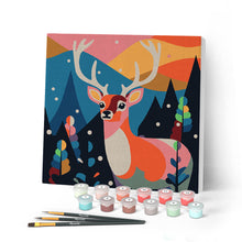 Carica l'immagine nel visualizzatore di Gallery, Mini Kit da Dipingere con i Numeri con cornice - Renna astratta