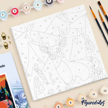 Carica l'immagine nel visualizzatore di Gallery, Mini Kit da Dipingere con i Numeri 20x20cm con cornice - Renna astratta