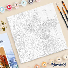 Carica l'immagine nel visualizzatore di Gallery, Mini Kit da Dipingere con i Numeri 20x20cm con cornice Cuccioli con cappello di Babbo Natale