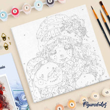 Carica l'immagine nel visualizzatore di Gallery, Mini Kit da Dipingere con i Numeri 20x20cm con cornice - Ragazza carina e pupazzo di neve