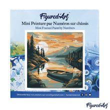 Carica l&#39;immagine nel visualizzatore di Gallery, Mini Kit da Dipingere con i Numeri 20x20cm con cornice - Lago di montagna con canoa