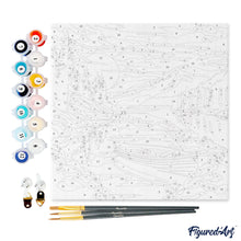 Carica l&#39;immagine nel visualizzatore di Gallery, Mini Kit da Dipingere con i Numeri 20x20cm con cornice - Lago di montagna con canoa