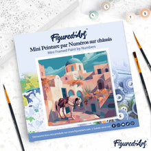 Carica l'immagine nel visualizzatore di Gallery, Mini Kit da Dipingere con i Numeri 20x20cm con cornice - Tra le vie di Santorini