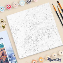 Carica l'immagine nel visualizzatore di Gallery, Mini Kit da Dipingere con i Numeri 20x20cm con cornice - Tra le vie di Santorini