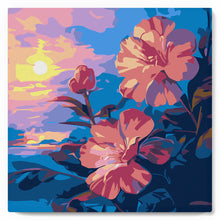 Carica l'immagine nel visualizzatore di Gallery, Mini Kit da Dipingere con i Numeri 20x20cm con cornice - Ibisco al tramonto