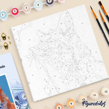 Carica l'immagine nel visualizzatore di Gallery, Mini Kit da Dipingere con i Numeri 20x20cm con cornice - Volpe con cielo azzurro