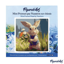 Carica l&#39;immagine nel visualizzatore di Gallery, Mini Kit da Dipingere con i Numeri 20x20cm con cornice - Coniglio e fiori selvatici