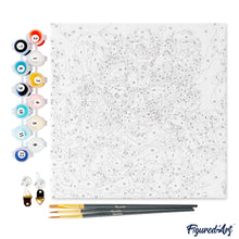Carica l&#39;immagine nel visualizzatore di Gallery, Mini Kit da Dipingere con i Numeri 20x20cm con cornice - Cucciolo di leone fantasy tra i fiori
