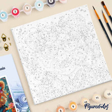 Carica l'immagine nel visualizzatore di Gallery, Mini Kit da Dipingere con i Numeri 20x20cm con cornice - Orso fantasy tra i fiori