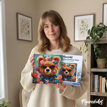 Carica l'immagine nel visualizzatore di Gallery, Mini Kit da Dipingere con i Numeri 20x20cm con cornice - Orso fantasy tra i fiori