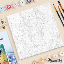Carica l'immagine nel visualizzatore di Gallery, Mini Kit da Dipingere con i Numeri 20x20cm con cornice - Giraffa fantasy tra i fiori