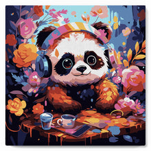 Carica l'immagine nel visualizzatore di Gallery, Mini Kit da Dipingere con i Numeri 20x20cm con cornice - Panda fantasy tra i fiori