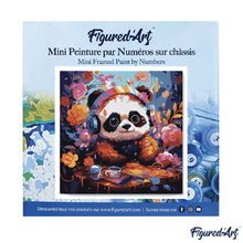 Carica l&#39;immagine nel visualizzatore di Gallery, Mini Kit da Dipingere con i Numeri 20x20cm con cornice - Panda fantasy tra i fiori