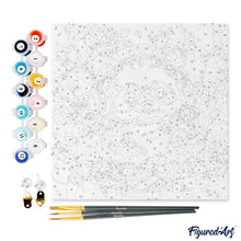 Carica l&#39;immagine nel visualizzatore di Gallery, Mini Kit da Dipingere con i Numeri 20x20cm con cornice - Panda fantasy tra i fiori