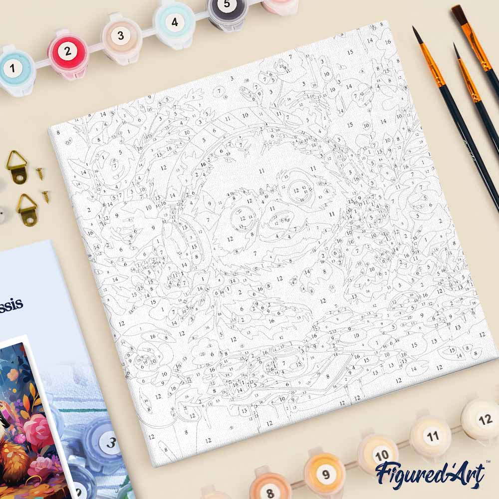 GOUGOUFAFA Kit Dipingere Con I Numeri Per Bambini - Con Cornice - Tema Panda Cartoon - Facile E Divertente - Età 4-12 Anni - 5