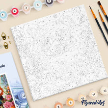 Carica l'immagine nel visualizzatore di Gallery, Mini Kit da Dipingere con i Numeri 20x20cm con cornice - Panda rosso fantasy tra i fiori